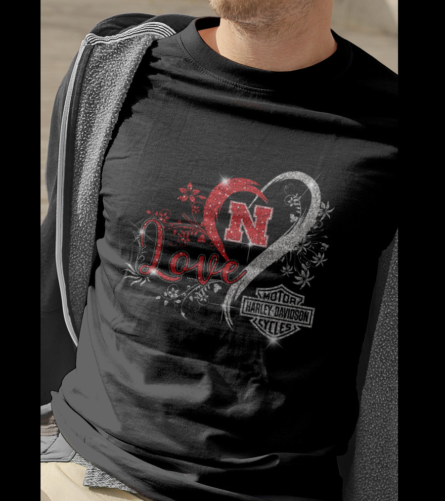 Love Nebraska Cornhuskers Harley Davidson Cycles T-Shirt