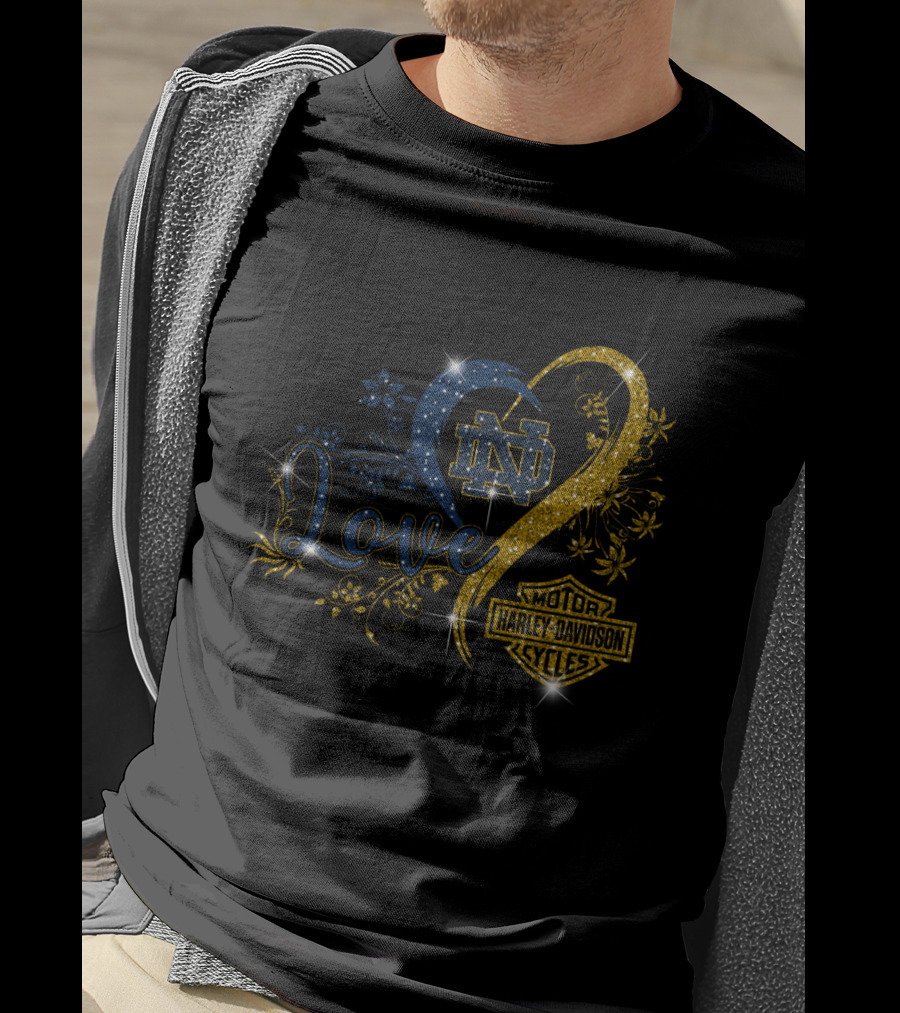 Love Notre Dame Fighting Irish Harley Davidson Motorcycles T-Shirt