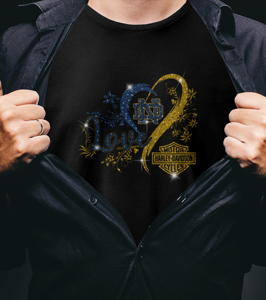 Love Notre Dame Fighting Irish Harley Davidson Motorcycles T-Shirt