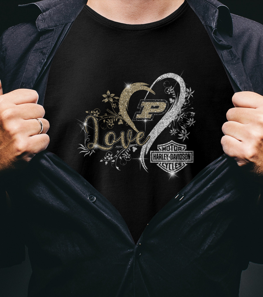 Love Purdue Boilermakers Harley Davidson Cycles T-Shirt