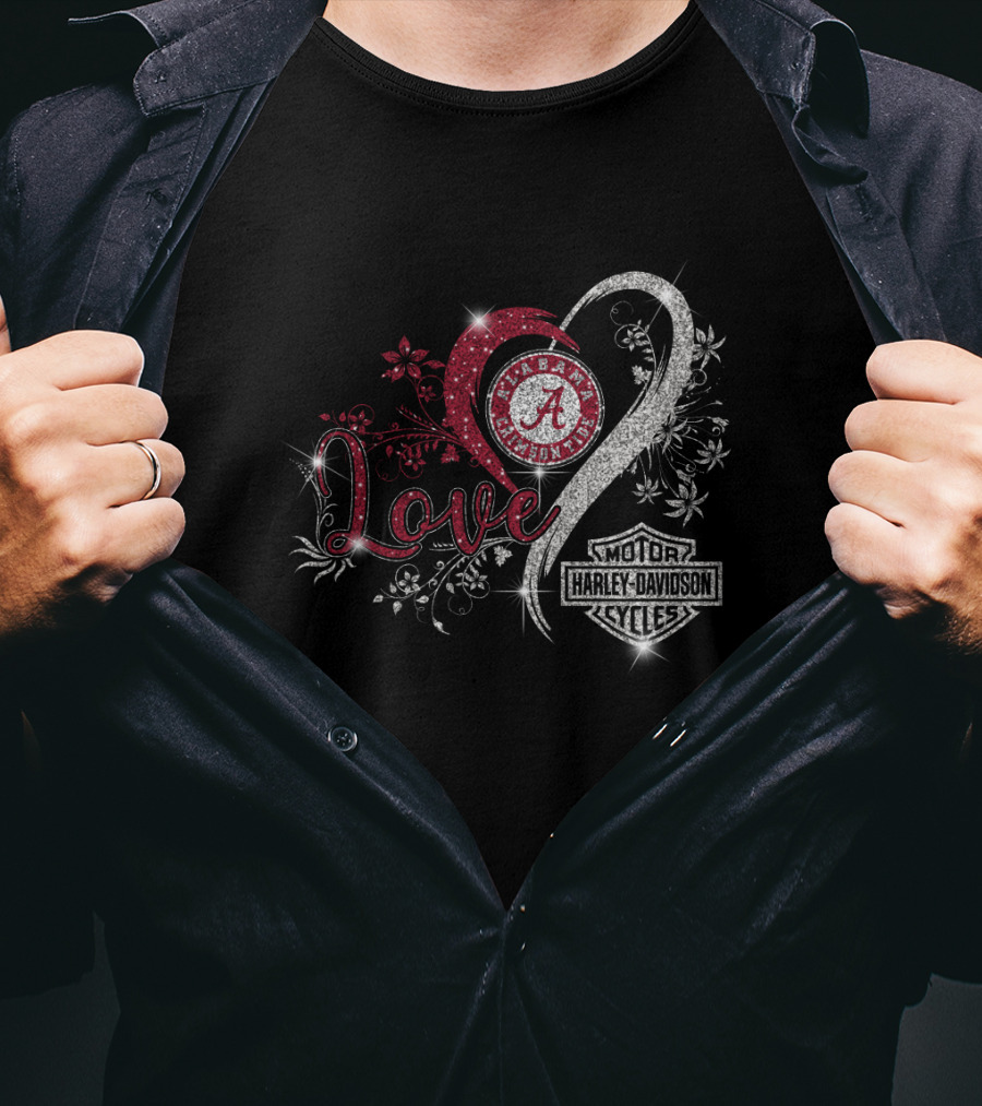 Love Alabama Crimson Tide Harley Davidson Motorcycles T-Shirt