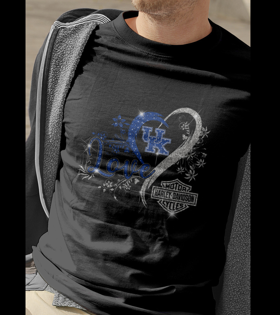 Love Uk Kentucky Wildcats Harley Davidson Motor Cycles T-Shirt