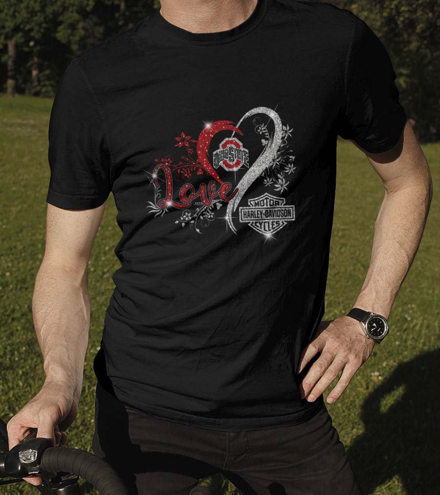 Love Ohio State Buckeyes Harley Davidson Cycles T-Shirt