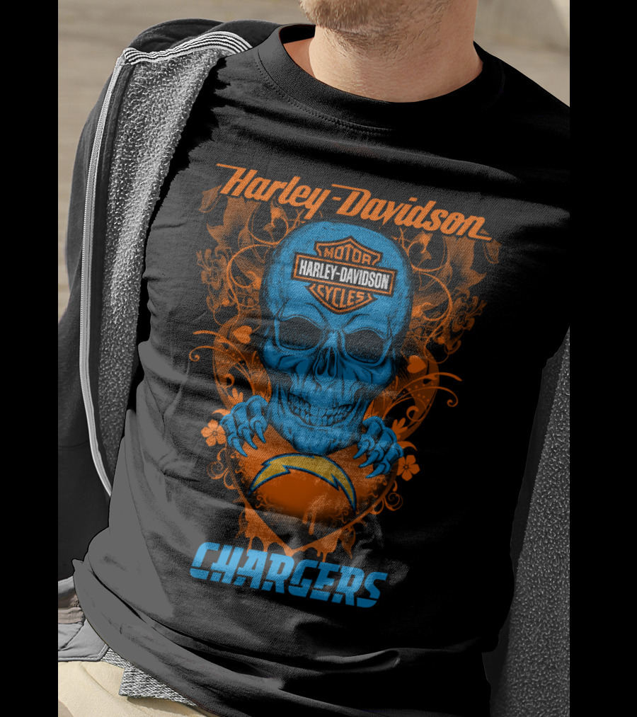 Harley Davidson Los Angeles Chargers Skull T-Shirt