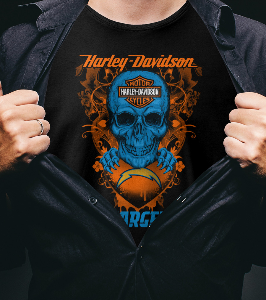 Harley Davidson Los Angeles Chargers Skull T-Shirt