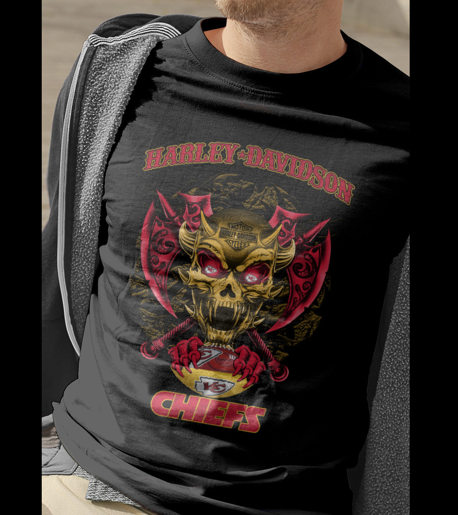 Harley Davidson Kansas City Chiefs Skull Axe T-Shirt