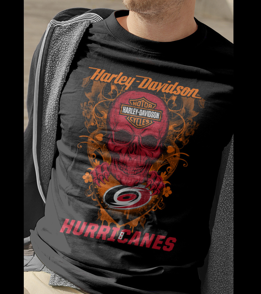 Harley Davidson Motor Cycles Hurricanes Nhl Carolina T-Shirt