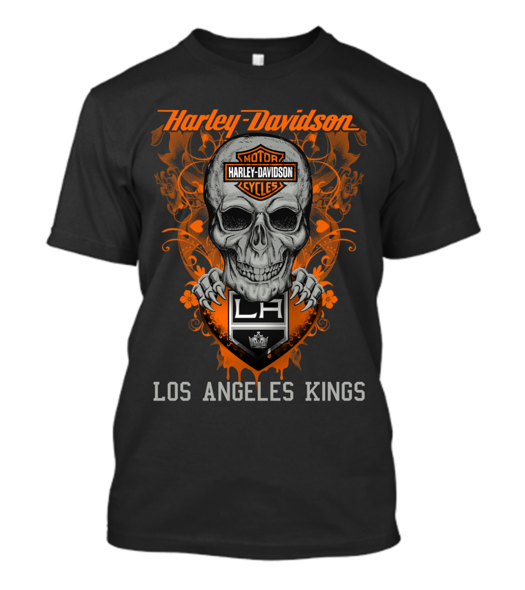 Harley Davidson Motor Cycles Skull Los Angeles Kings Nhl La T-Shirt