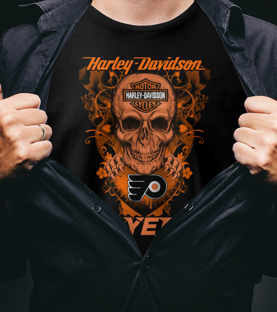 Harley Davidson Flyers Skull Nhl Philadelphia Flyers T-Shirt