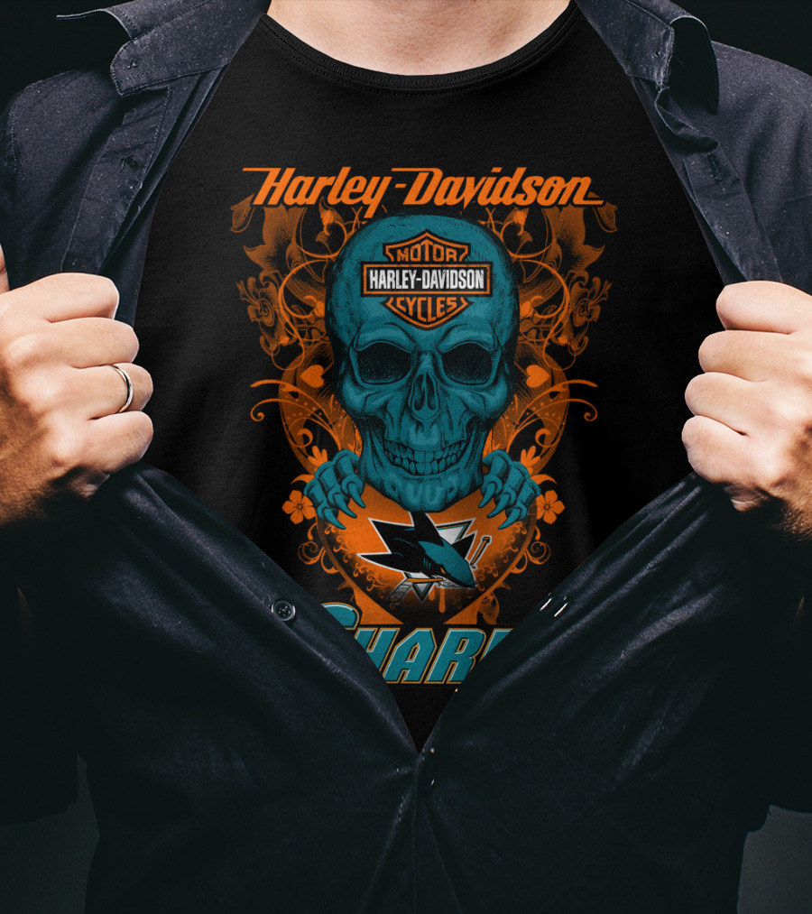Harley Davidson Motorcycles San Jose Sharks Nhl T-Shirt