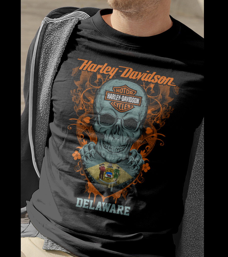 Harley Davidson Motor Cycles Skull Delaware T-Shirt