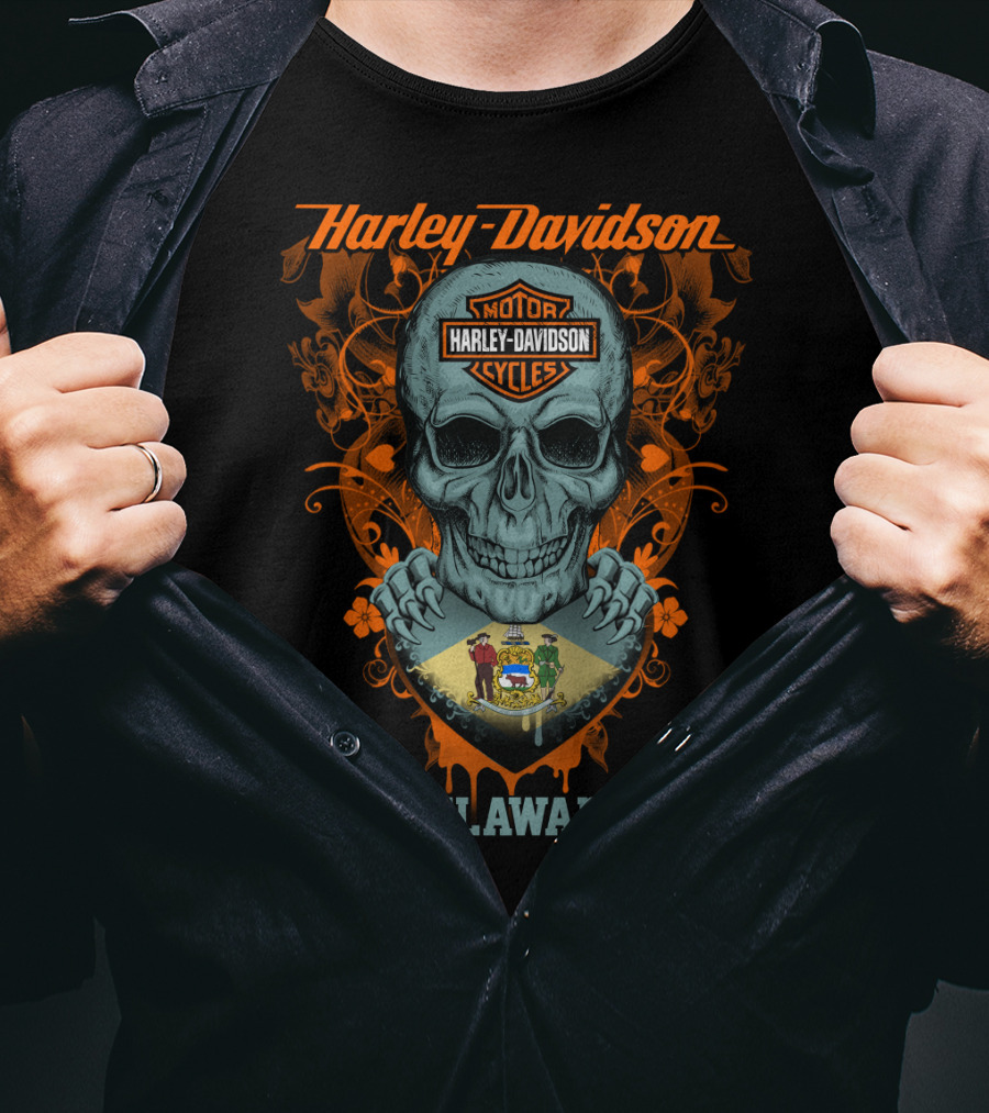 Harley Davidson Motor Cycles Skull Delaware T-Shirt