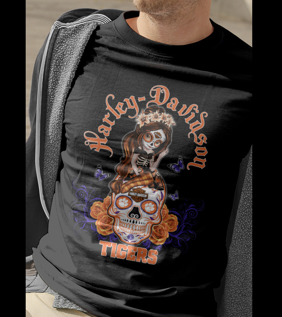 Harley Davidson Skull Girl Tigers T-Shirt