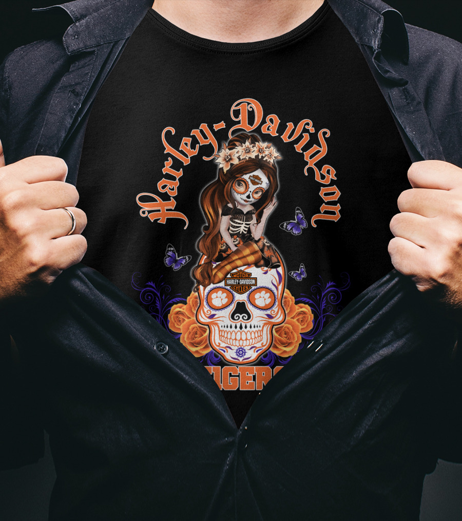 Harley Davidson Skull Girl Tigers T-Shirt