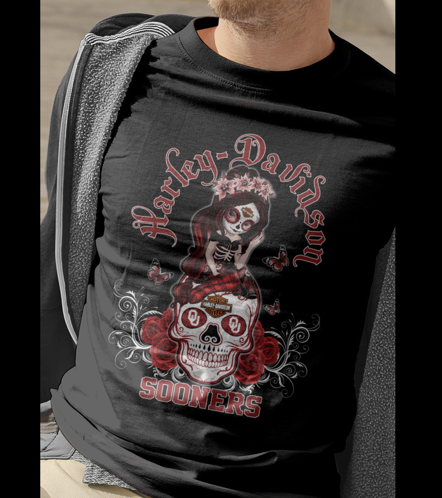 Harley Davidson Oklahoma Sooners Sugar Skull Girl T-Shirt