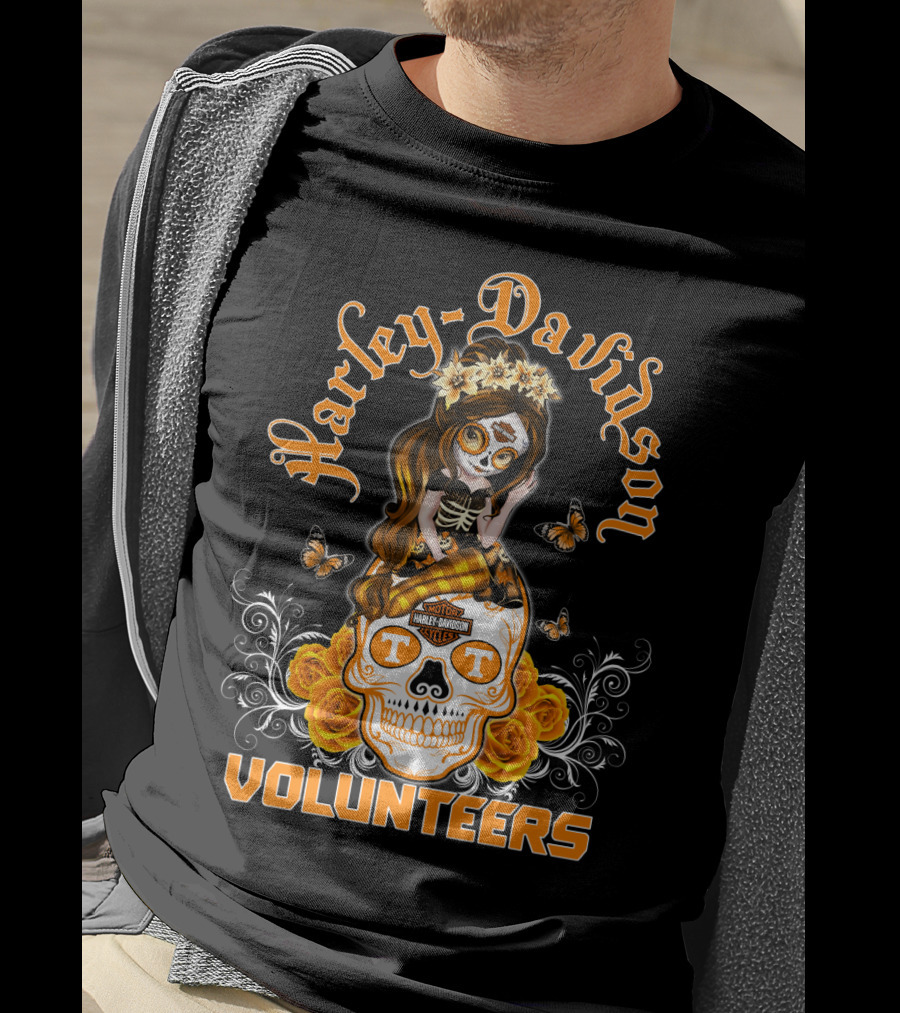 Harley Davidson Volunteers Tennessee Butterfly Skull Girl T-Shirt