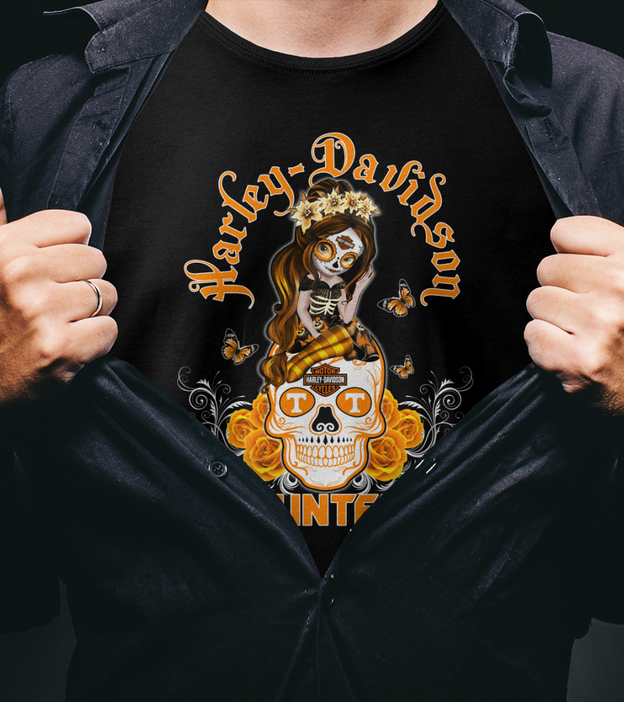 Harley Davidson Volunteers Tennessee Butterfly Skull Girl T-Shirt