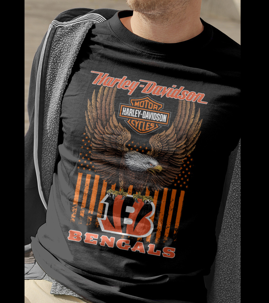 Harley Davidson Motor Cycles Eagle B Bengals T-Shirt