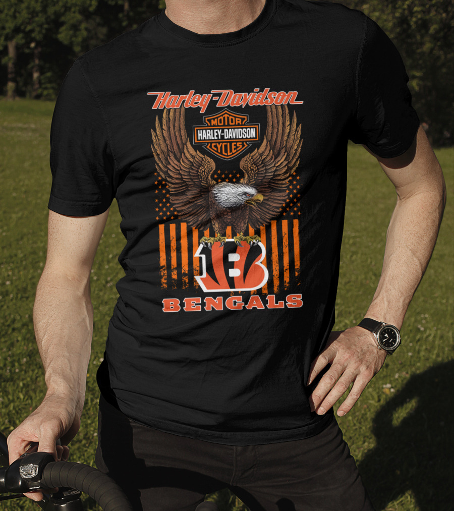 Harley Davidson Motor Cycles Eagle B Bengals T-Shirt