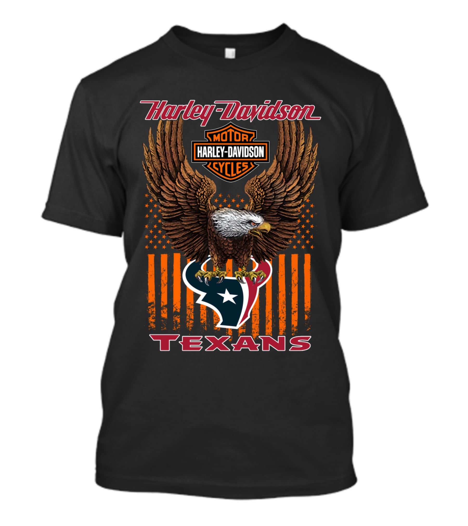 Harley Davidson Houston Texans Nfl Eagle And Stripes T-Shirt