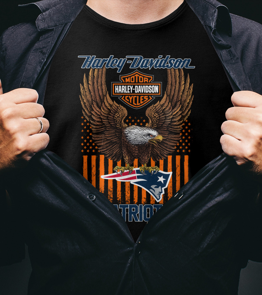 Harley Davidson Motorcycles New England Patriots Eagle T-Shirt