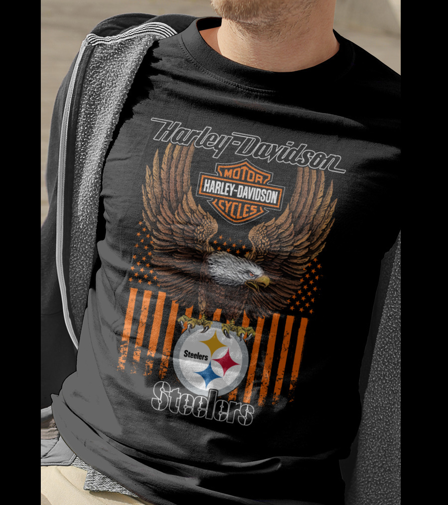 Harley Davidson Motor Cycles Eagle Steelers Nfl Pittsburgh T-Shirt