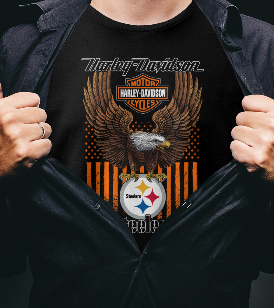 Harley Davidson Motor Cycles Eagle Steelers Nfl Pittsburgh T-Shirt