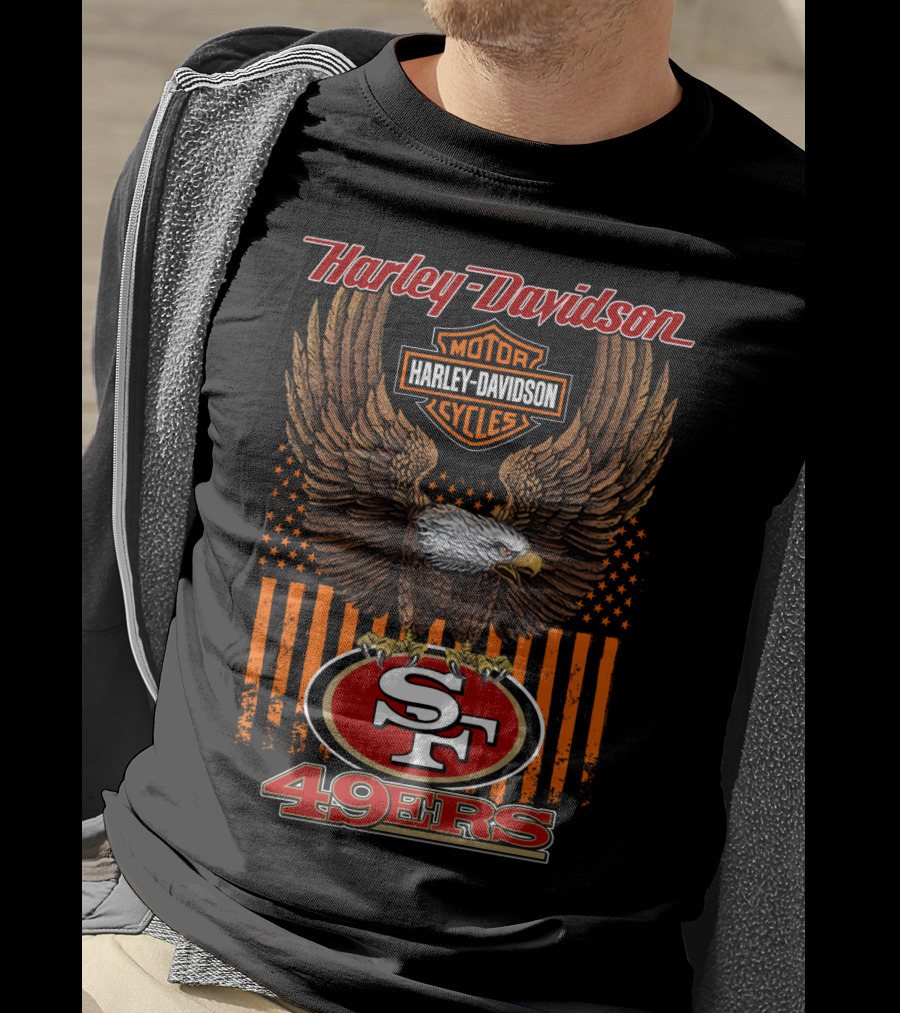Harley Davidson San Francisco 49ers Nfl Eagle Logo Fusion T-Shirt