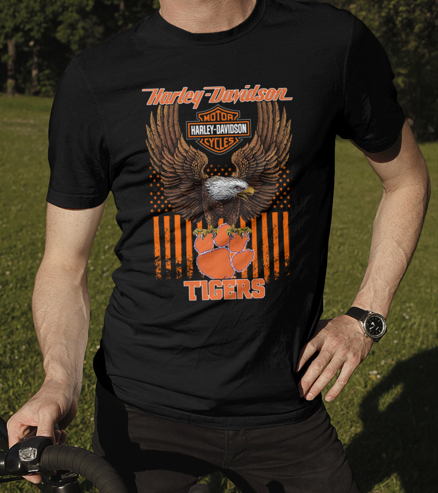 Harley Davidson Motor Cycles Eagle Clemson Tigers T-Shirt