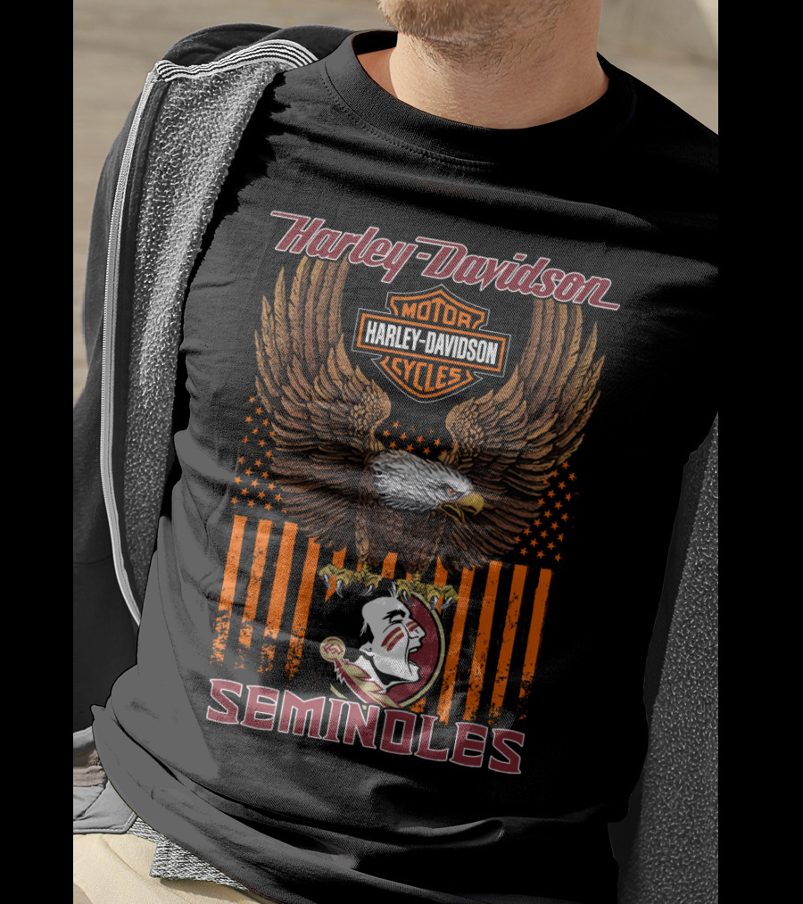 Harley Davidson Motor Cycles Eagle Seminoles Florida State T-Shirt