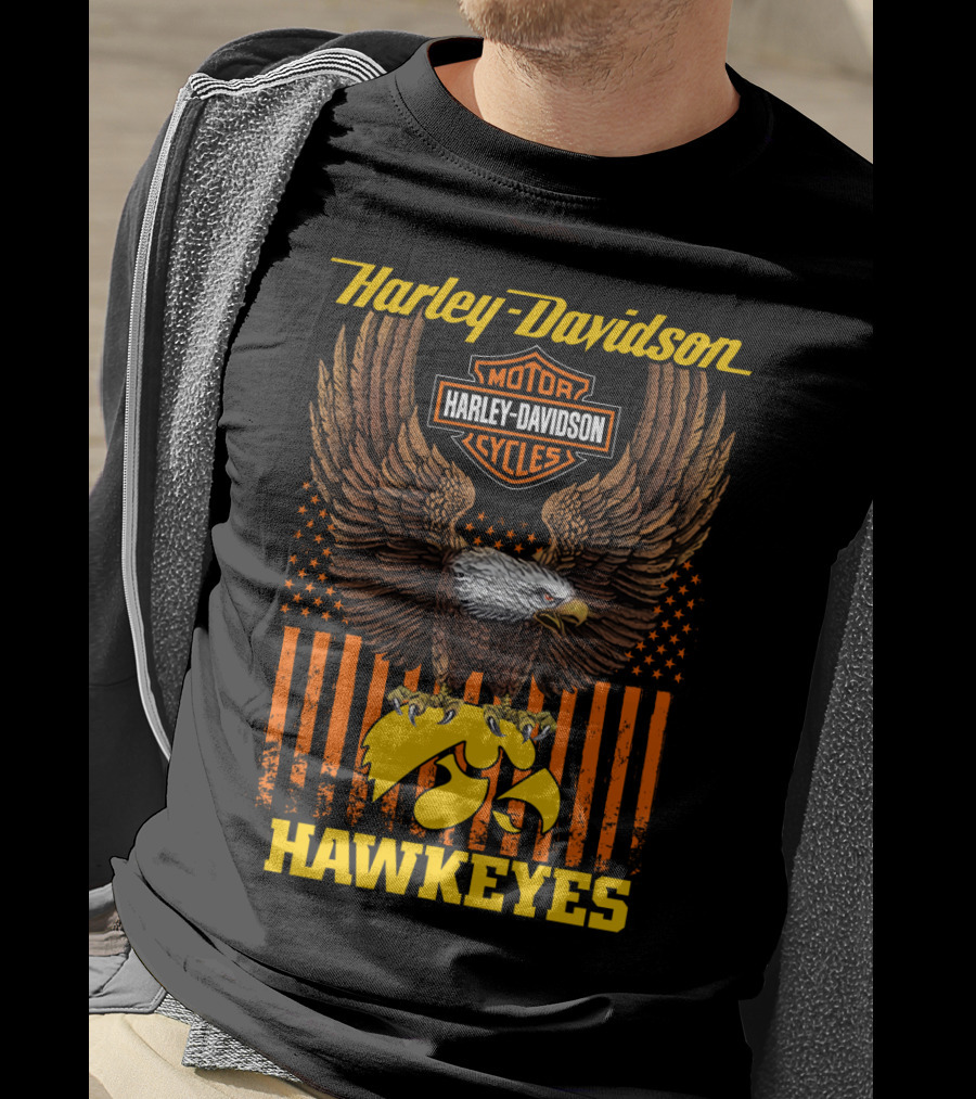 Harley Davidson Motor Cycles Eagle Iowa Hawkeyes T-Shirt