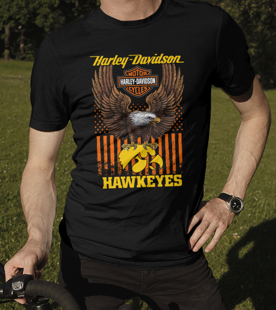 Harley Davidson Motor Cycles Eagle Iowa Hawkeyes T-Shirt