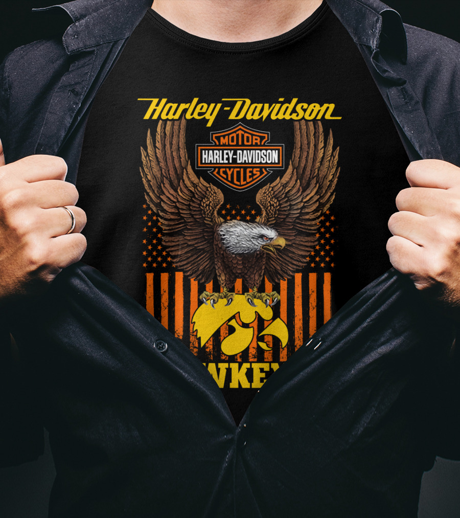 Harley Davidson Motor Cycles Eagle Iowa Hawkeyes T-Shirt