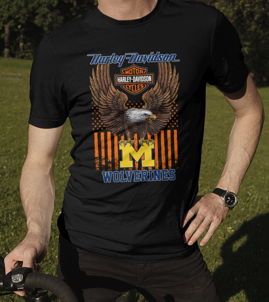 Harley Davidson Motor Cycles Michigan Wolverines Eagle T-Shirt