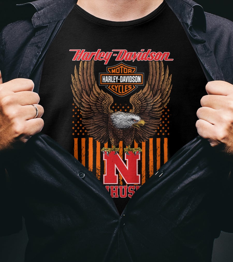 Harley Davidson Motor Cycles Eagle Nebraska Cornhuskers T-Shirt