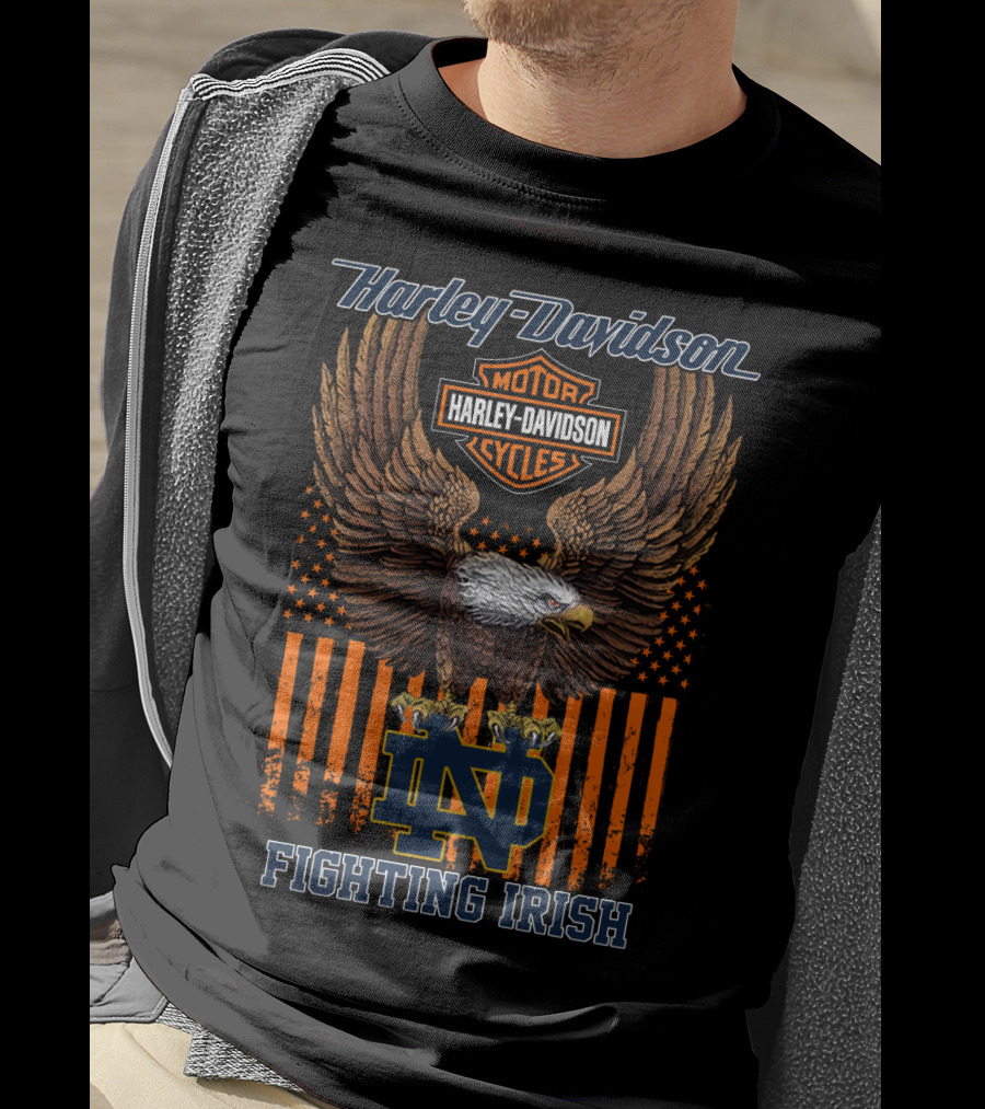 Harley Davidson Notre Dame Fighting Irish Motorcycle Cycles Eagle T-Shirt