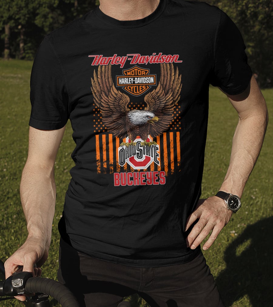 Harley Davidson Motor Cycles Ohio State Buckeyes Eagle T-Shirt