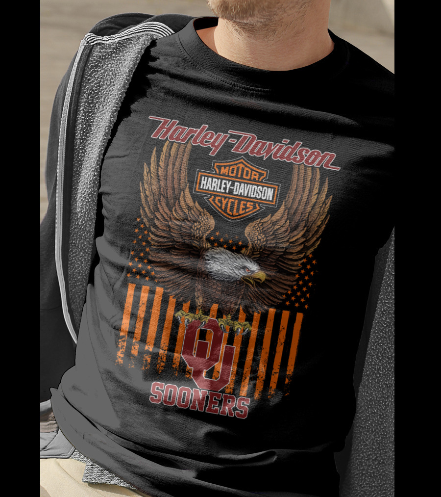 Harley Davidson Motor Cycles Eagle Ou Sooners T-Shirt