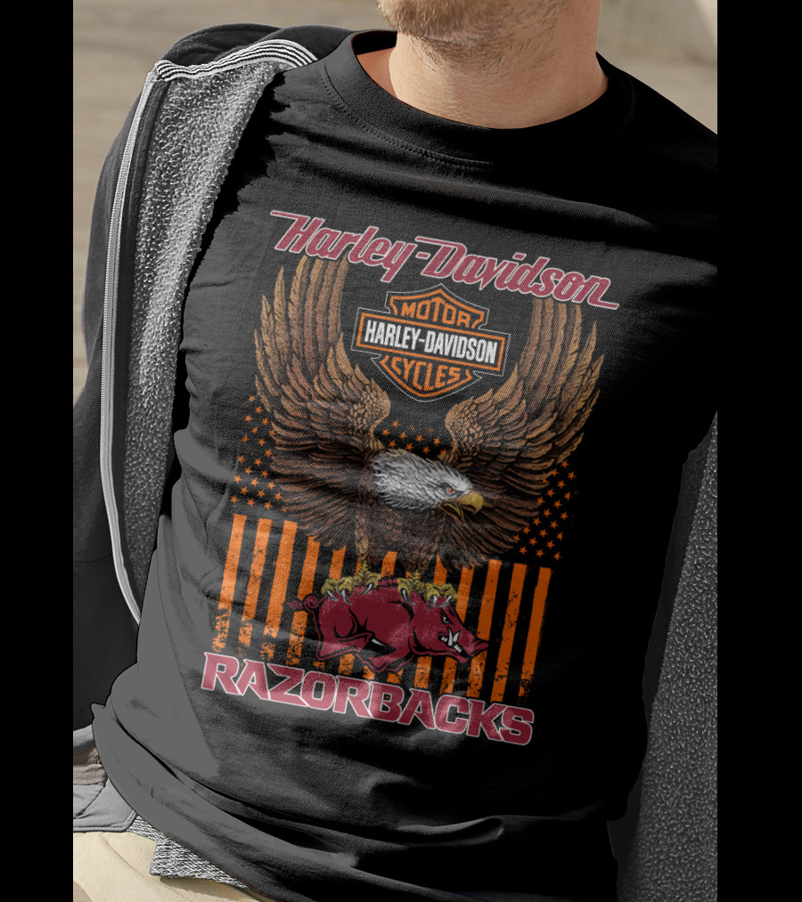 Harley Davidson Motor Cycles Eagle Razorbacks T-Shirt
