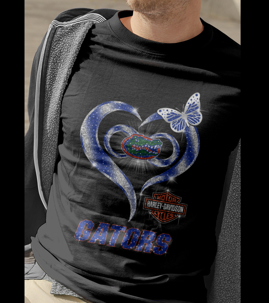Hlh01 Florida Gators Harley Davidson Heart Butterfly T-Shirt