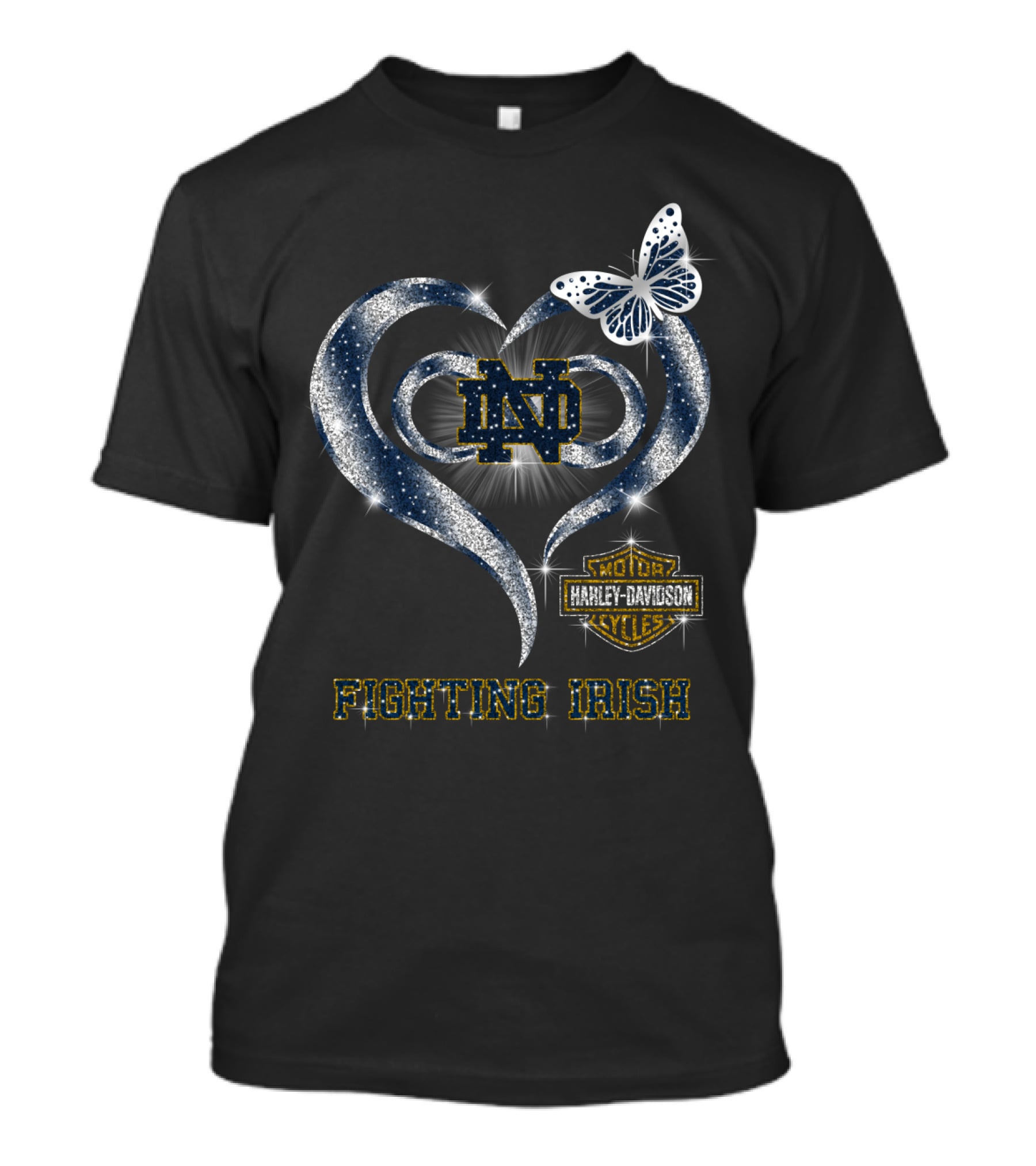 Nd Motor Harley Davidson Cycles Heart Butterfly Fighting Irish T-Shirt