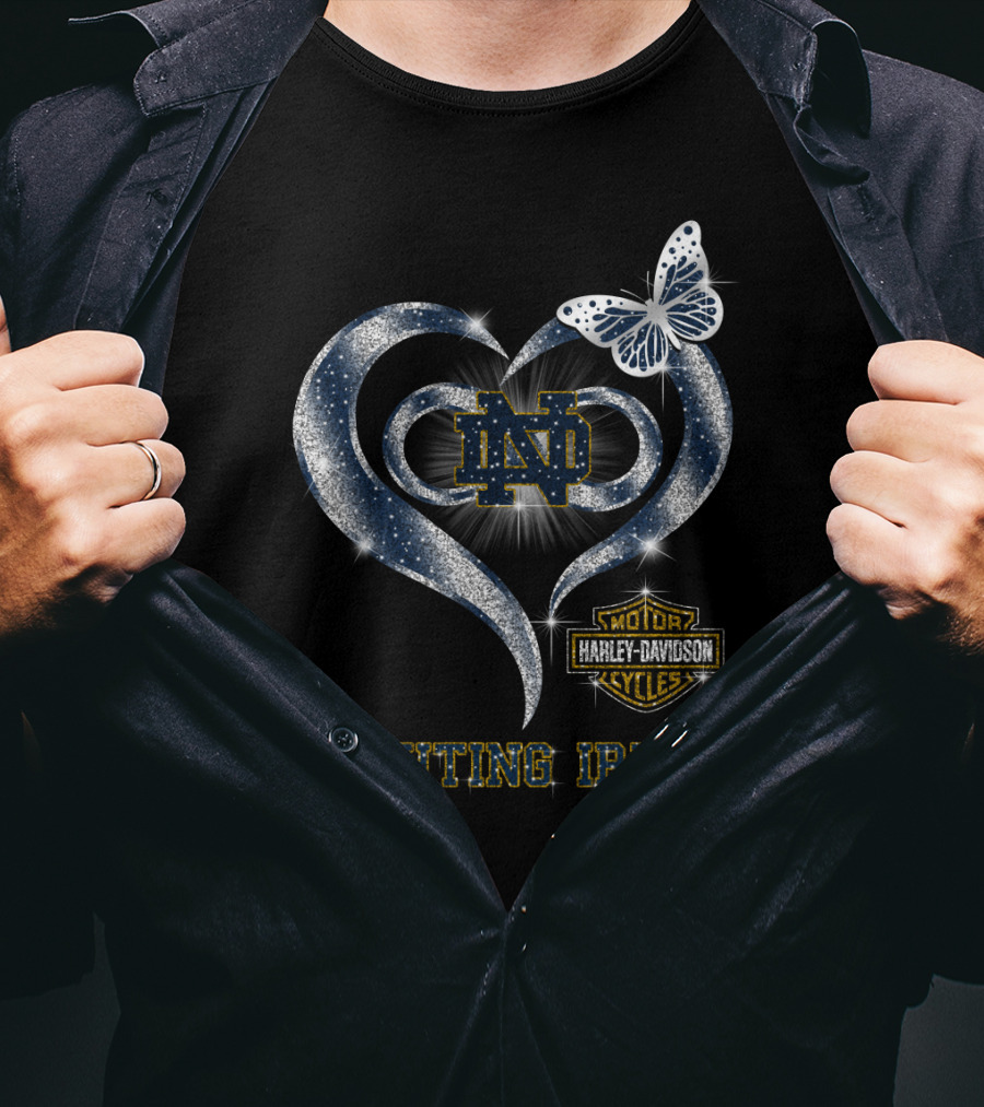 Nd Motor Harley Davidson Cycles Heart Butterfly Fighting Irish T-Shirt