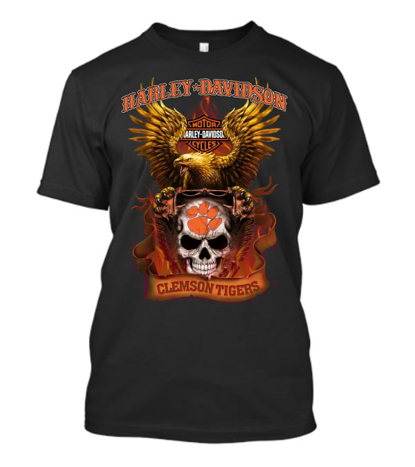Harley Davidson Eagle Skull Clemson Tigers T-Shirt