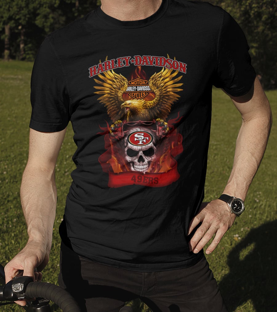 Harley Davidson 49ers Motorcycles Sf Skull Eagle T-Shirt