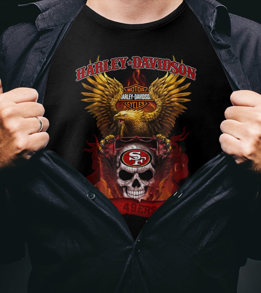 Harley Davidson 49ers Motorcycles Sf Skull Eagle T-Shirt