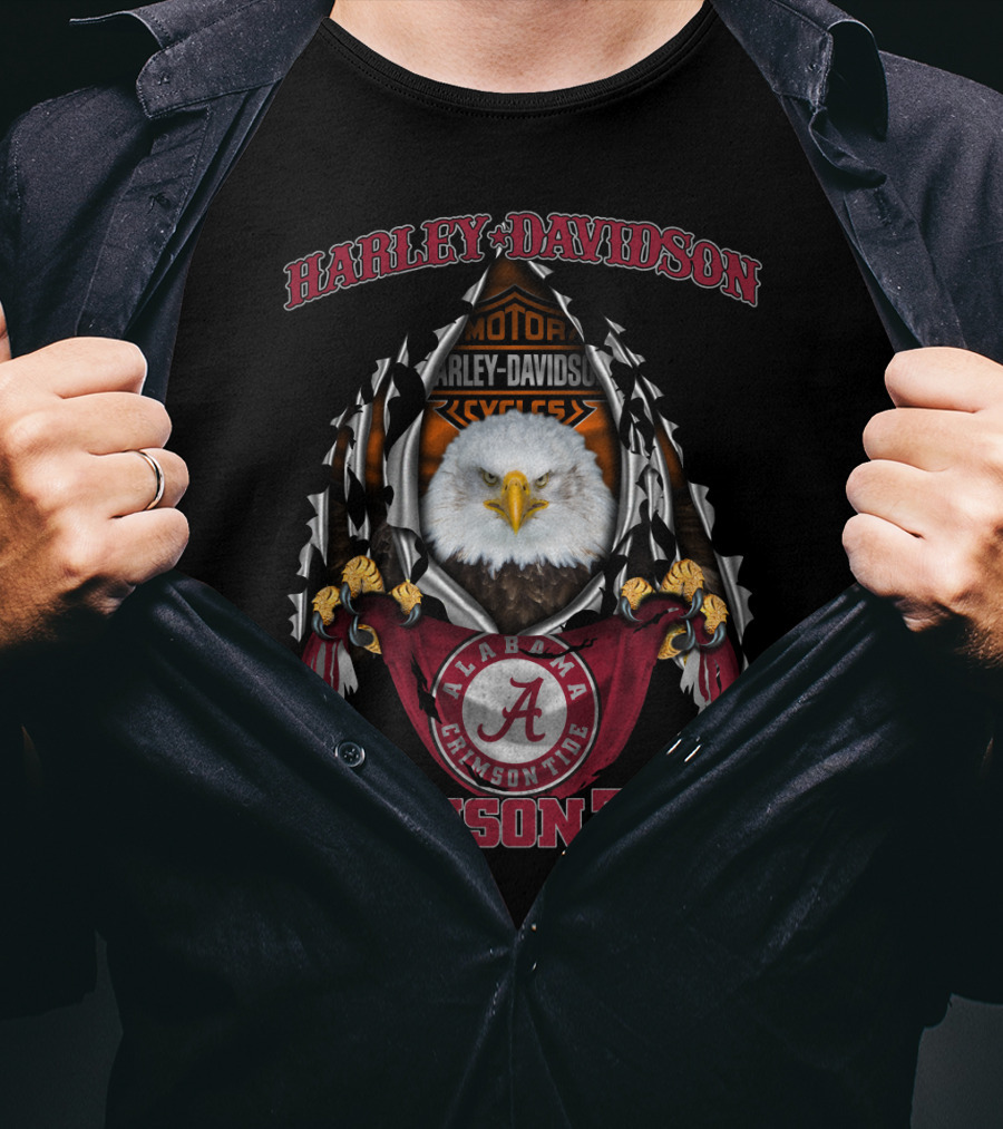Harley Davidson Alabama Crimson Tide Bald Eagle T-Shirt