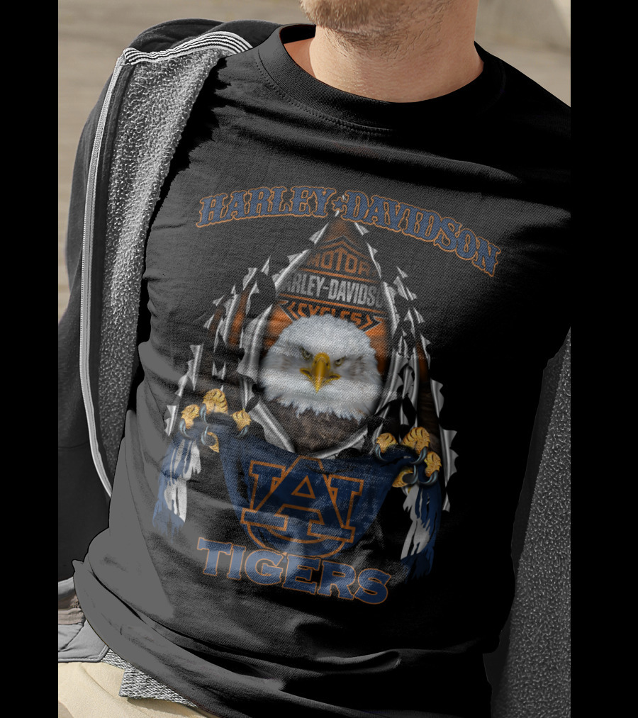 Harley Davidson Auburn Tigers Eagle Motorcycles T-Shirt
