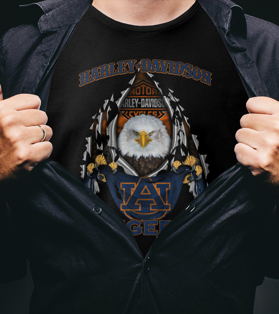 Harley Davidson Auburn Tigers Eagle Motorcycles T-Shirt