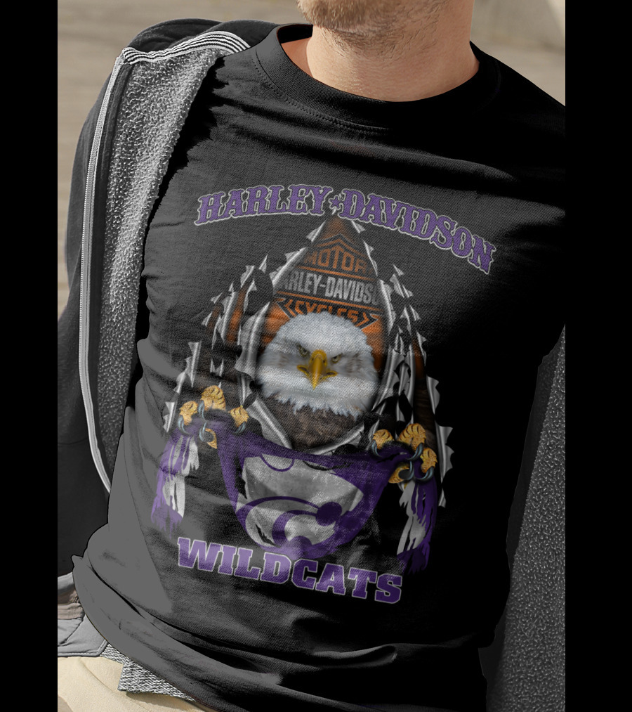 Kansas State Wildcats Harley Davidson Bald Eagle T-Shirt