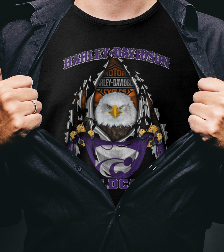 Kansas State Wildcats Harley Davidson Bald Eagle T-Shirt